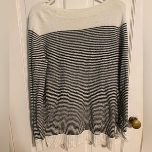 Striped Speckled Boatneck Tunic Sweater